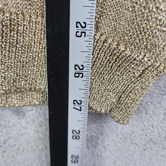 Womens Metallic Gold Suzelle Sweater Long Sleeves & Ribbed Cuffs Turtle Neck S - Picture 9 of 10